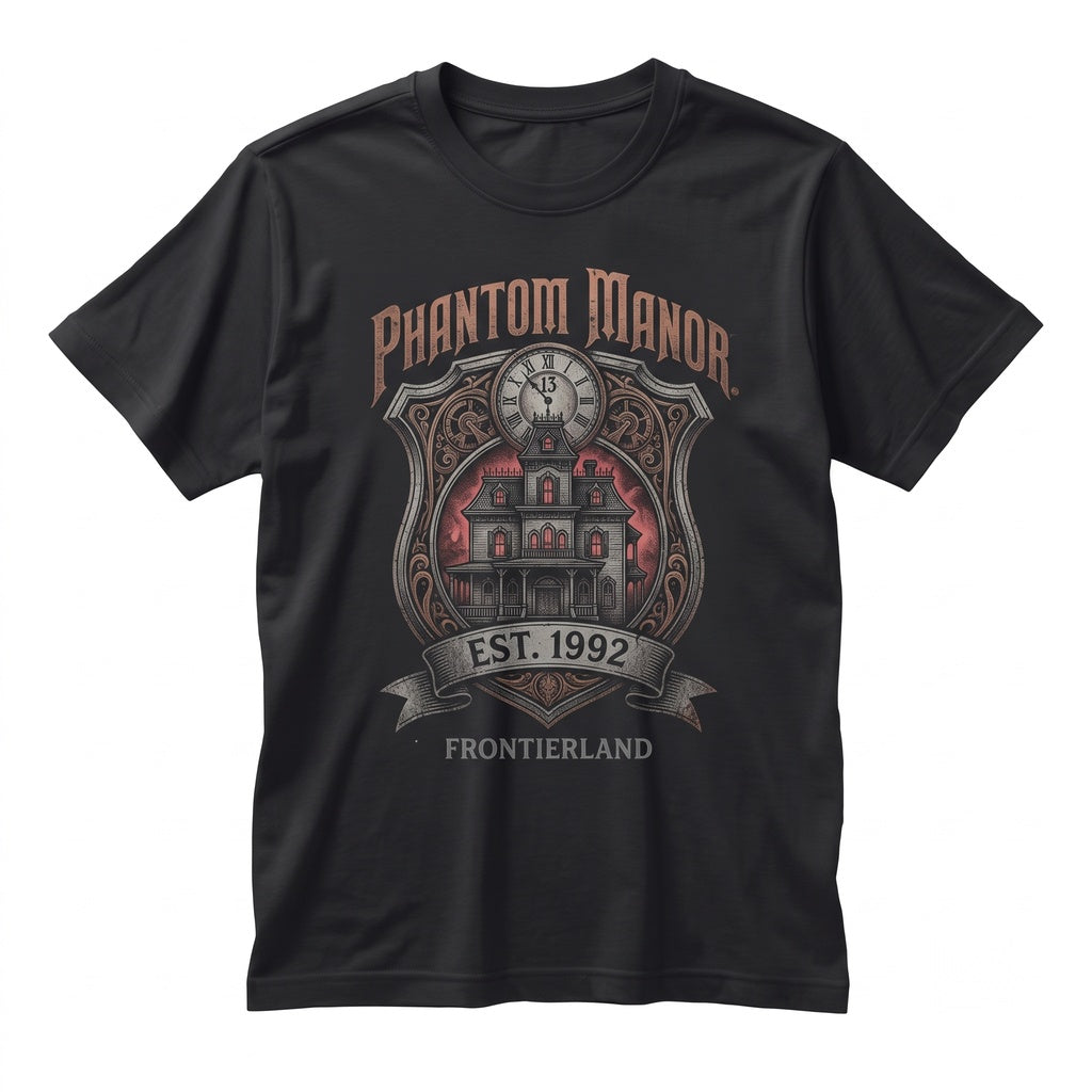 Vintage Spooky Phantom Manor Paris Hitchhiking Ghosts Graphic Apparel, Unisex TShirt