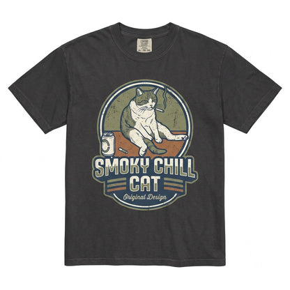 Funny Smoking Cigarette Cat Meme Cool Gen Z Joke Stupid Brainrot Kitty Lover Gift Unisex TShirt
