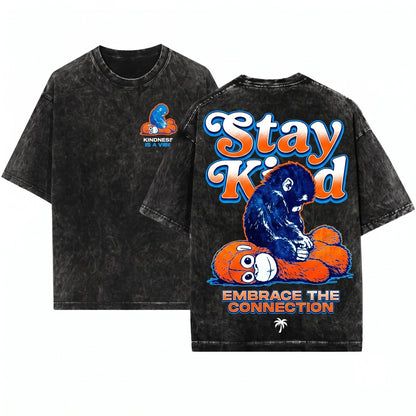 Stay Kind Punch The Monkey Viral Orangutan Graphic Gift Unisex Wash T-Shirt