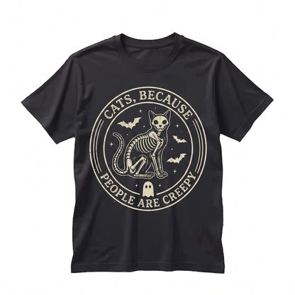 Spooky Ghost Skeleton Cats People Are Creepy Funny Graphic Halloween Unisex TShirt