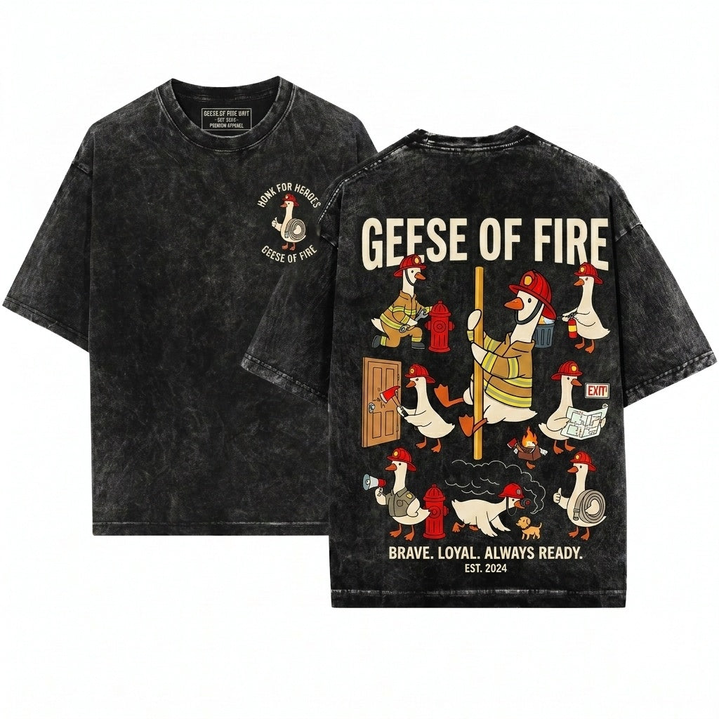 Funny Silly Goose Firefighter Department Hero Gift Unisex Wash T-Shirt