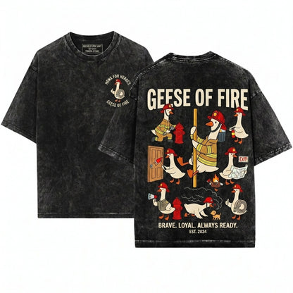 Funny Silly Goose Firefighter Department Hero Gift Unisex Wash T-Shirt