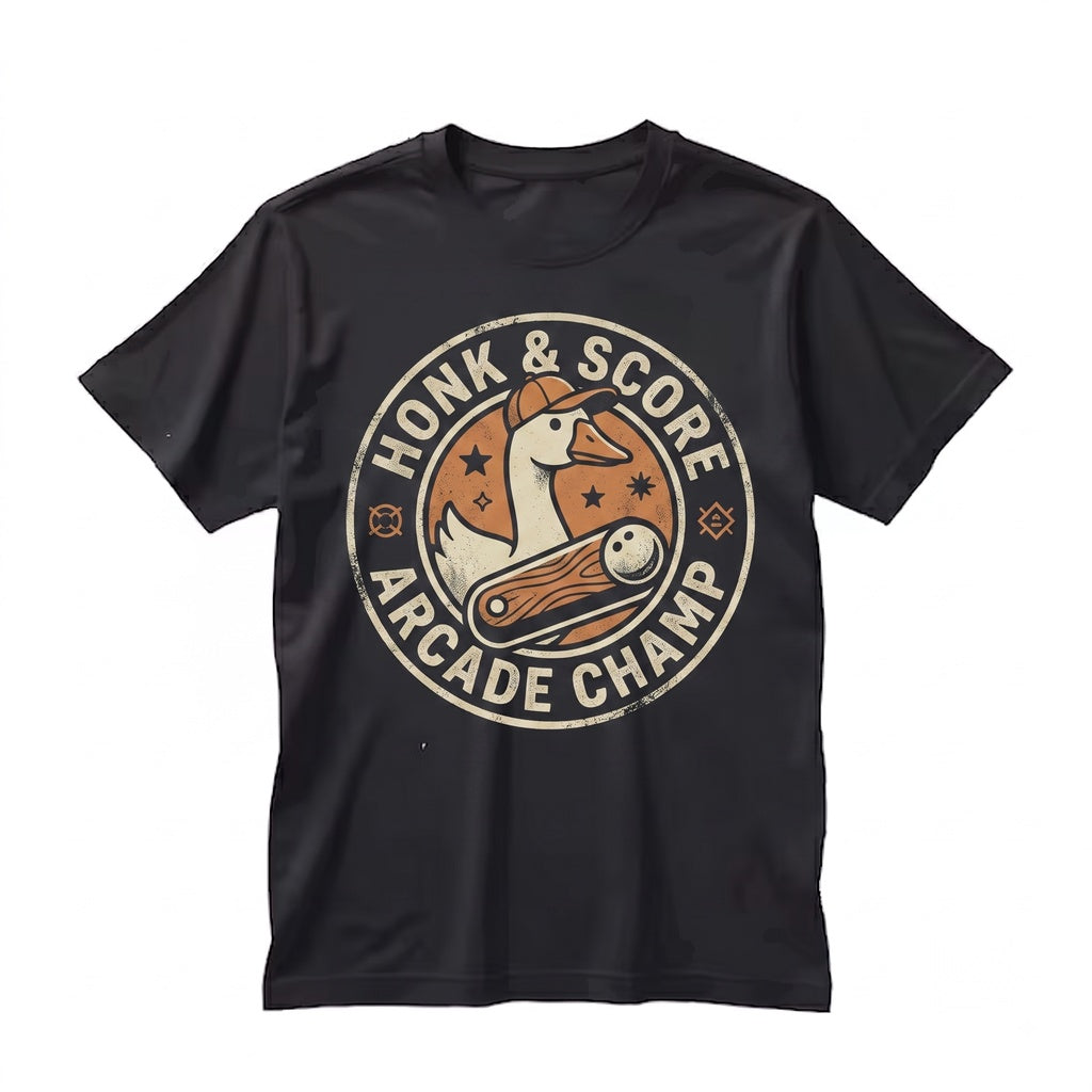Funny Pinball Goose Retro Arcade Gamer Silly Duck Animal Machine Vintage Graphic Apparel Adult Unisex TShirt