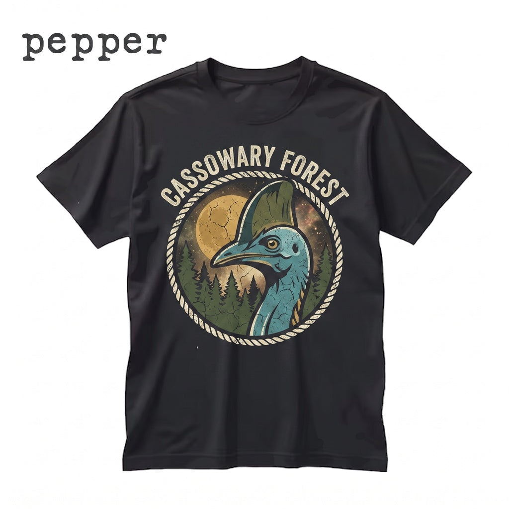 Vintage Cassowary Howling at the Moon 90s Retro Wildlife Bird Graphic Apparel, Unisex TShirt