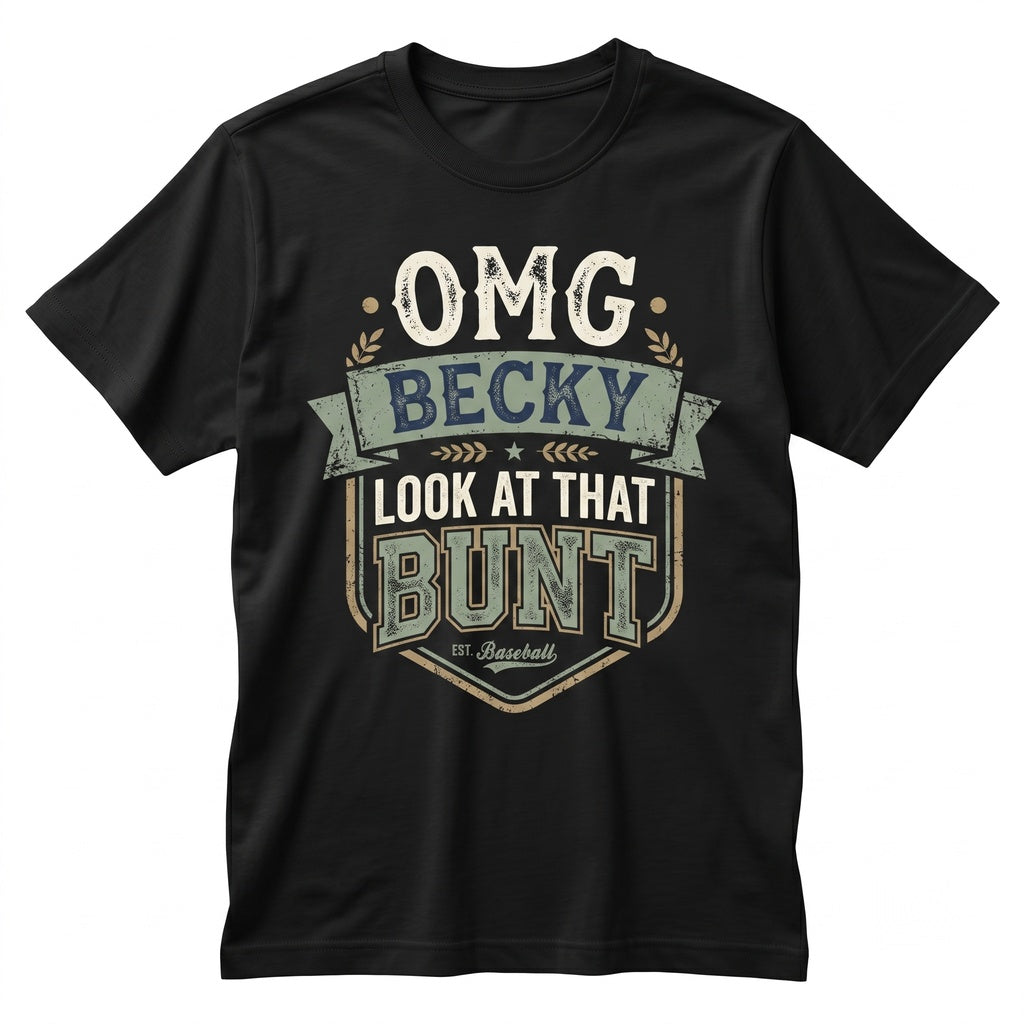 OMG Becky Look At That Bunt Baseball Sports Graphic Tee for Softball Mom Life Funny Saying Casual Unisex TShirt
