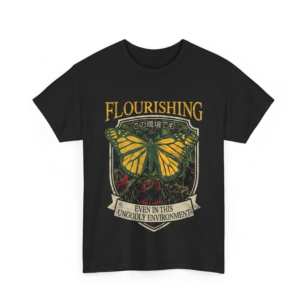 Vintage Flourishing Monarch Butterfly Graphic Botanical Nature Cotton Unisex TShirt