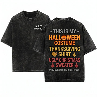 Funny Inflation Ugly Christmas Halloween Thanksgiving Costume Anti Biden Trump Conservative Gift Unisex Wash T-Shirt