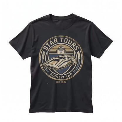 Vintage Retro Y2K Space Flight Galaxy Ride Theme Park Matching Unisex TShirt