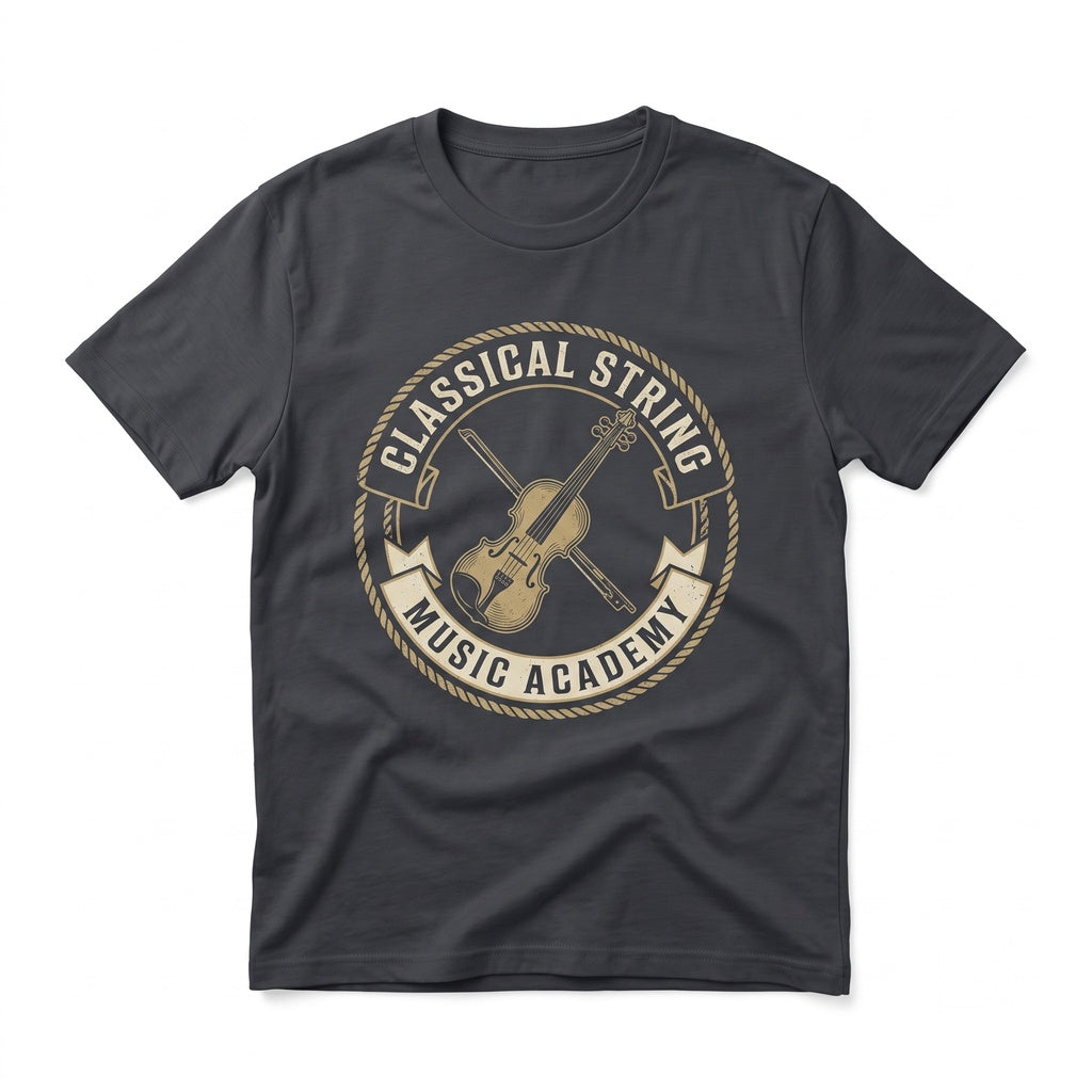 Elegant Violin Musical Instrument Faux Gold Floral Swirl Orchestra Musician Gift Unisex TShirt