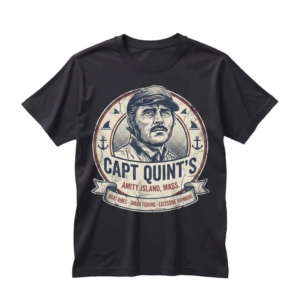 Captain Quint Amity Island Shark Hunter Vintage Ocean Graphic Cotton Novelty Unisex TShirt