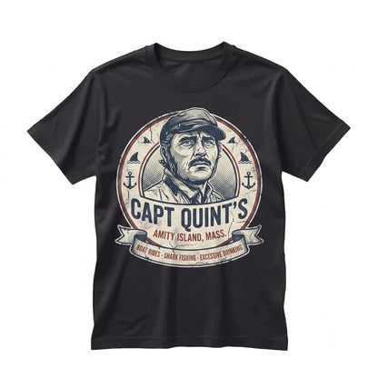 Captain Quint Amity Island Shark Hunter Vintage Ocean Graphic Cotton Novelty Unisex TShirt