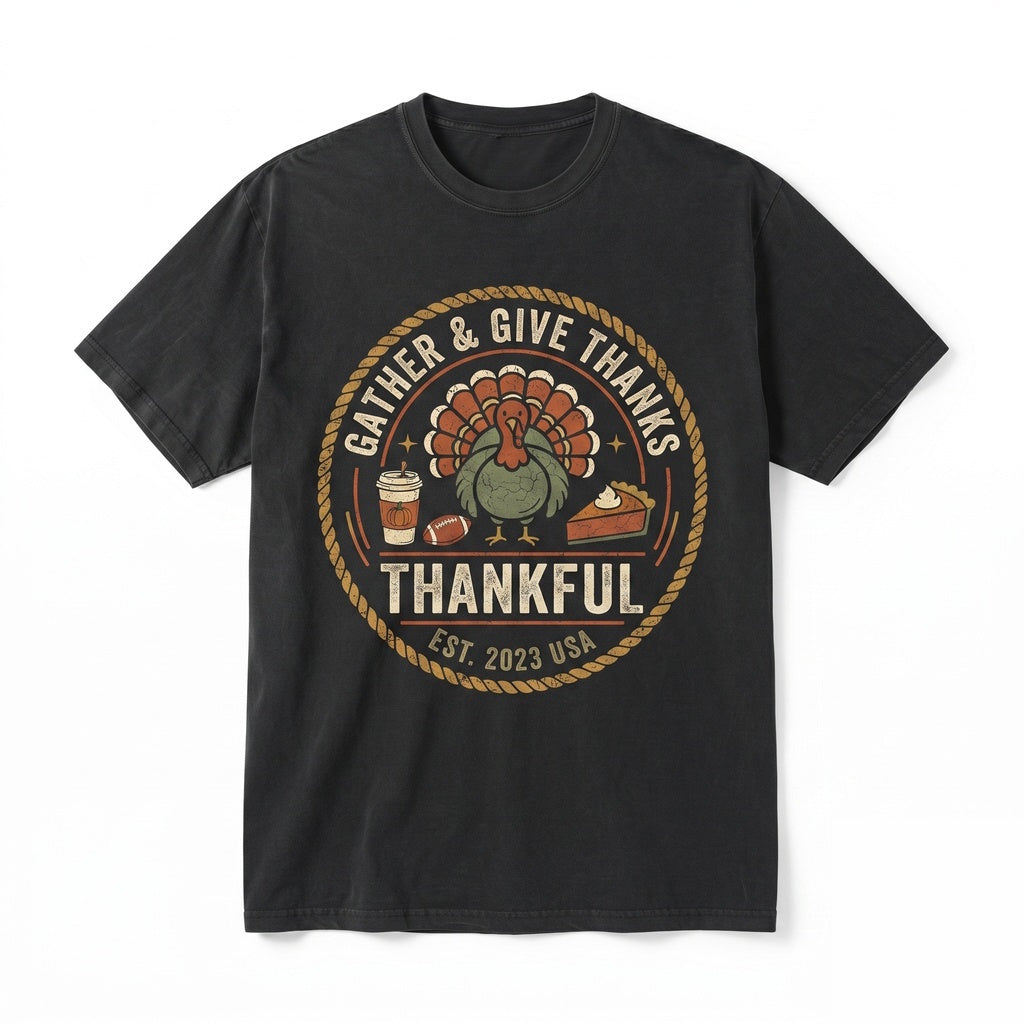Vintage Thankful Retro Fall Aesthetic Graphic Unisex TShirt
