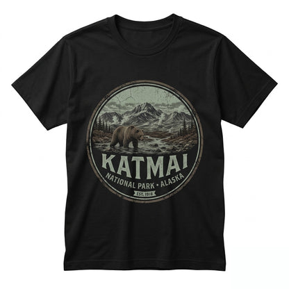Katmai Alaska Retro Grizzly Bear Vintage Wilderness Nature Lover Graphic Unisex TShirt