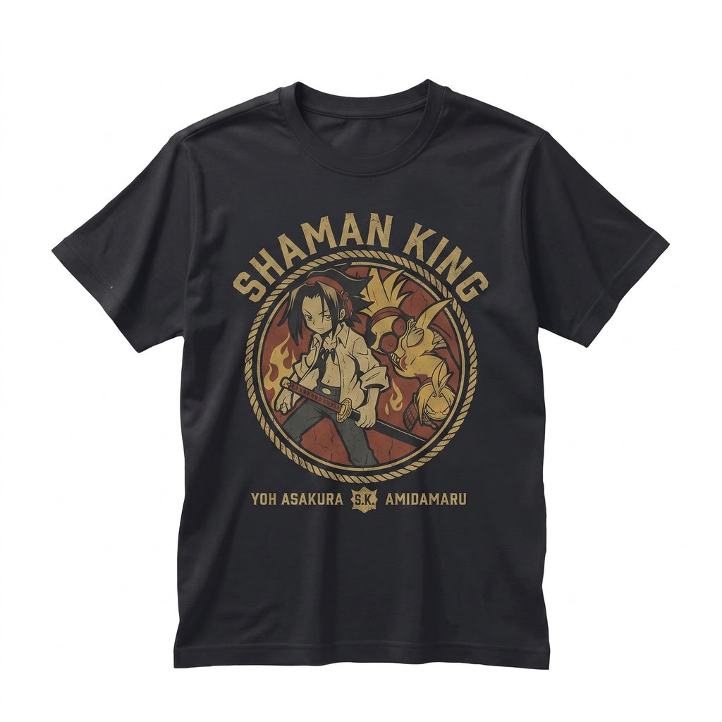 Yoh Asakura Len Tao Shaman Japanese Anime Manga Graphic Vintage Cotton Apparel Unisex TShirt