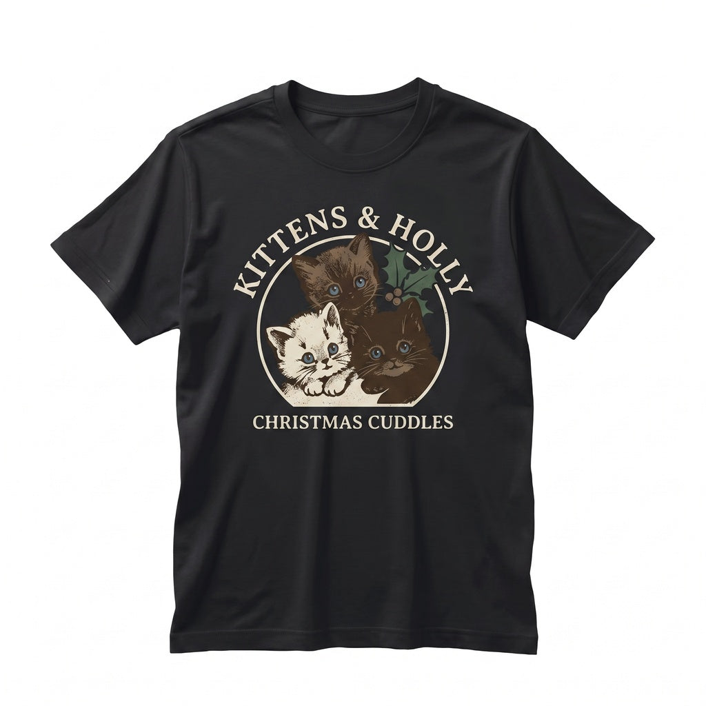 Cute Cat Christmas Sweater Retro 90s Vintage Funny Kitten Pet Lover Holiday Gift Unisex TShirt