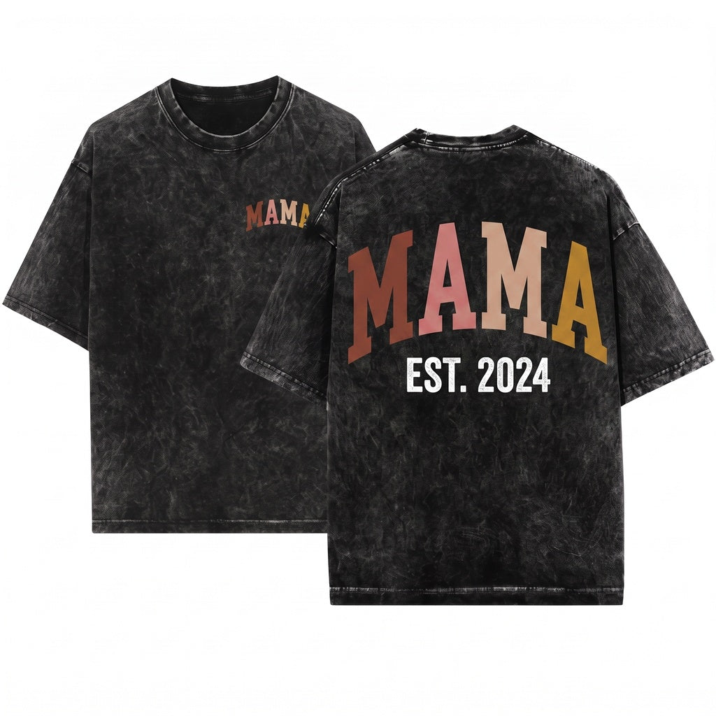Retro Collegiate Mama Vintage Family Top Unisex Wash T-Shirt