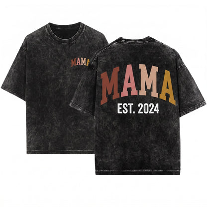 Retro Collegiate Mama Vintage Family Top Unisex Wash T-Shirt