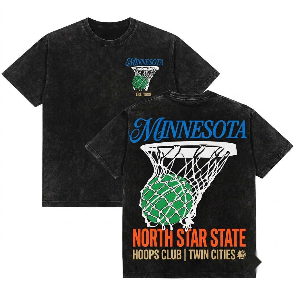 Vintage Minnesota Bball Streetwear Graphic Unisex Wash T-Shirt