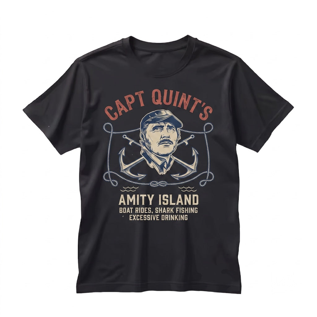 Captain Quint Amity Island Shark Hunter Vintage Ocean Graphic Cotton Novelty Unisex TShirt