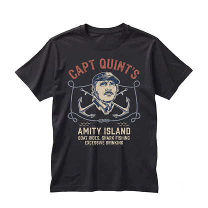 Captain Quint Amity Island Shark Hunter Vintage Ocean Graphic Cotton Novelty Unisex TShirt