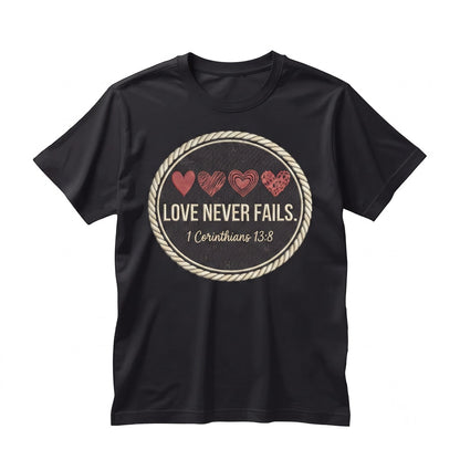 Love Never Fails Sweatshirt Christian Crewneck Bible Verse Religious Valentines Day Gift 1 Corinthians 13 8 Apparel Unisex TShirt