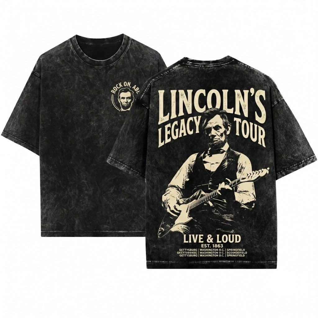 President Abraham Lincoln Guitarist Funny History Music Political Humor Unisex Wash T-Shirt