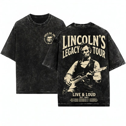 President Abraham Lincoln Guitarist Funny History Music Political Humor Unisex Wash T-Shirt