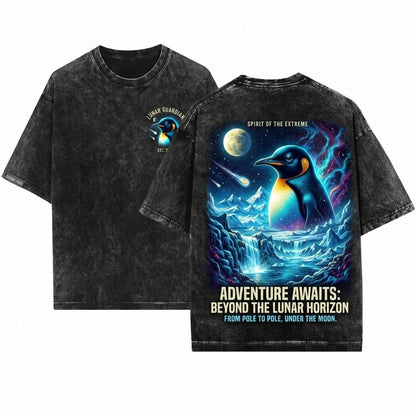 Vintage Arctic Wildlife Emperor Penguin Ocean Animal Retro Nature Illustration Antarctic Graphic Unisex Wash T-Shirt