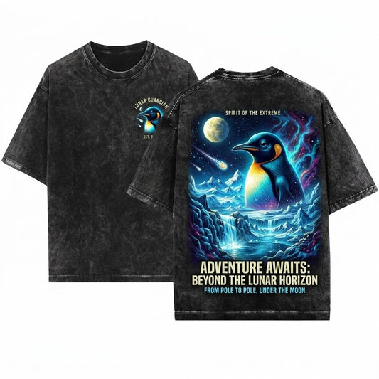 Vintage Arctic Wildlife Emperor Penguin Ocean Animal Retro Nature Illustration Antarctic Graphic Unisex Wash T-Shirt