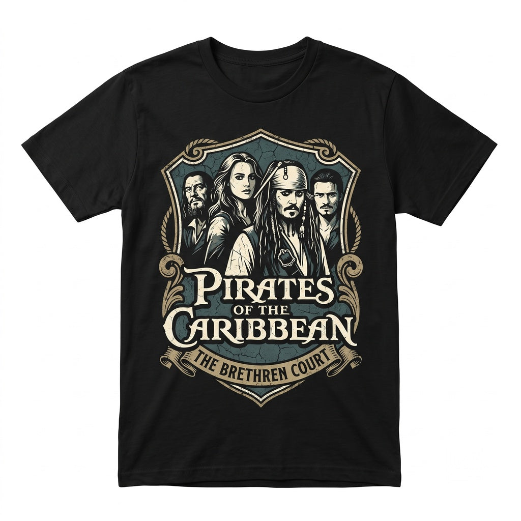 Vintage Jack Sparrow Movie Poster Will Turner Elizabeth Swann Graphic Unisex TShirt