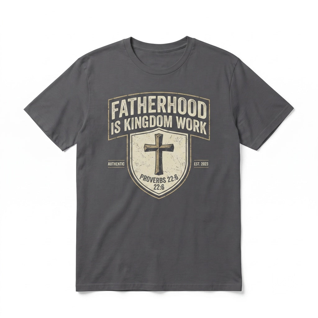 Fatherhood Is Kingdom Work Proverbs 226 Christian Dad Faith Based Fathers Day Gift Minimalist Bible Verse Unisex TShirt