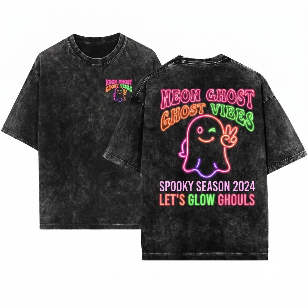 Halloween Boo Neon Ghost Party Girls Wash Unisex T-Shirt