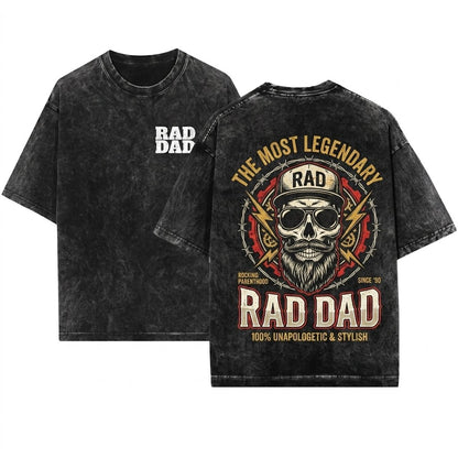 Rad Dad Legend Vintage Fatherhood Funny Husband Parenthood Graphic Unisex Wash T-Shirt
