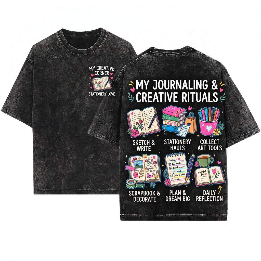 Things I Do Journaling Activities Self Care Hobbies Cozy Aesthetic Gift for Introvert Writer Mental Health Unisex Wash T-Shirt