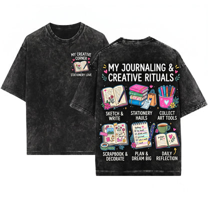Things I Do Journaling Activities Self Care Hobbies Cozy Aesthetic Gift for Introvert Writer Mental Health Unisex Wash T-Shirt
