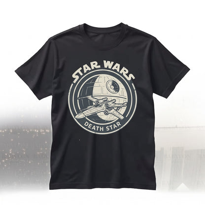 Vintage 1977 Sci-Fi Death Star Graphic Top, Retro Space Battle Theme Park Apparel, Unisex TShirt