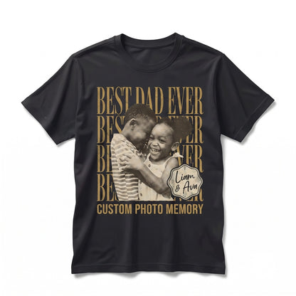 Custom Vintage Father Photo Personalized Family Picture Best Dad Ever Gift Unisex TShirt