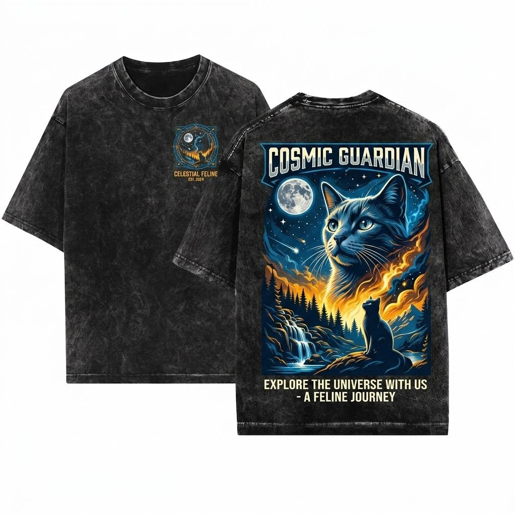 Russian Blue Kitten Howling Moon Graphic Comfort Colors Unisex Wash T-Shirt