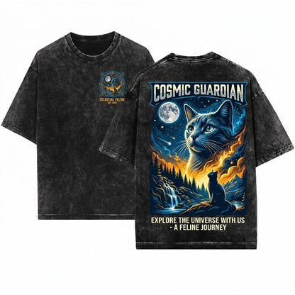 Russian Blue Kitten Howling Moon Graphic Comfort Colors Unisex Wash T-Shirt