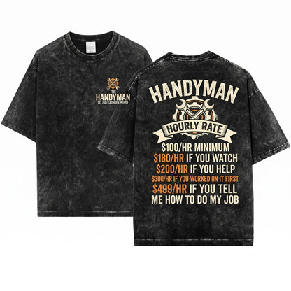 Mr. Fix It Handyman Funny Dad Graphic Apparel Unisex Wash T-Shirt