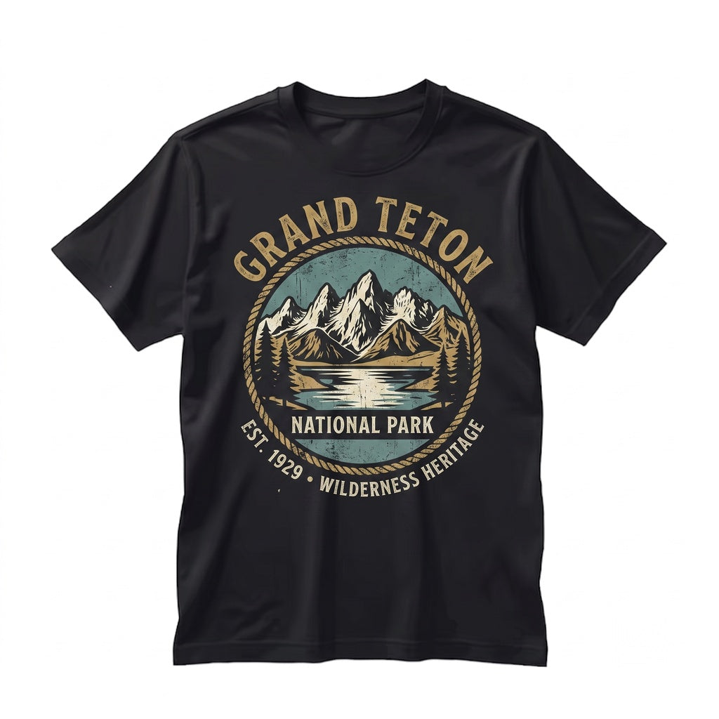 Vintage Grand Teton National Park Retro 90s Wilderness Heritage Graphic Wyoming Nature Hiking Gift Unisex TShirt