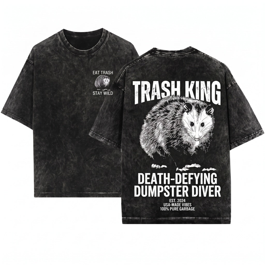 Eat Trash Opossum Possum Animal Funny Humor Cute Vintage Retro Graphic Meme Men Women Unisex Wash T-Shirt
