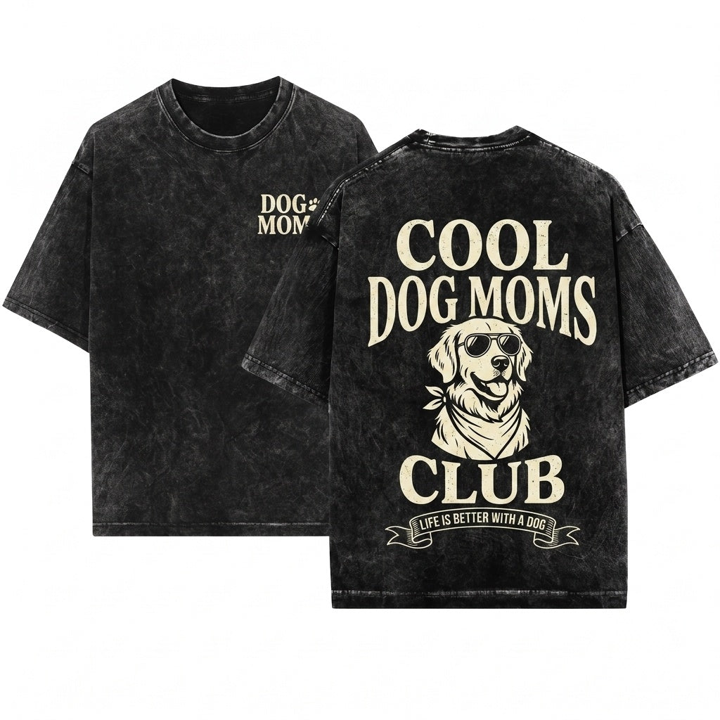 Cool Dog Mom Social Club Pet Parent Fur Mama Lover Gift Back Graphic Unisex Wash T-Shirt