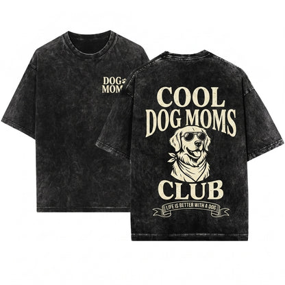 Cool Dog Mom Social Club Pet Parent Fur Mama Lover Gift Back Graphic Unisex Wash T-Shirt