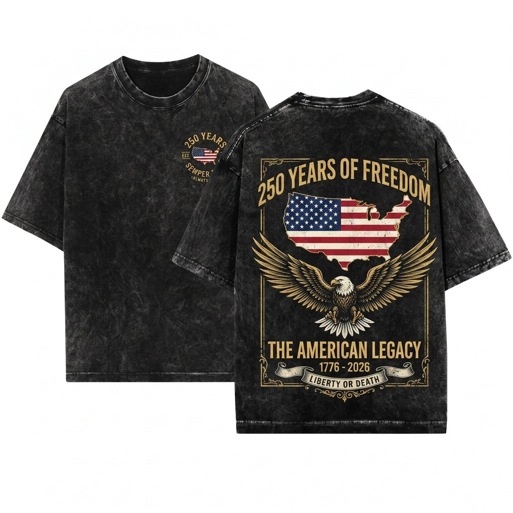 250th Anniversary 1776-2026 America Patriotic Freedom Fourth July Flag Unisex Wash T-Shirt