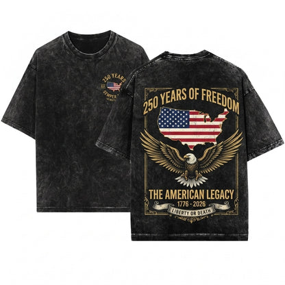 250th Anniversary 1776-2026 America Patriotic Freedom Fourth July Flag Unisex Wash T-Shirt