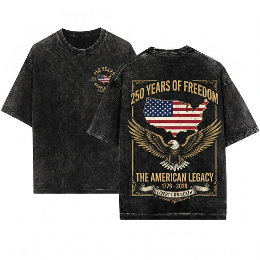 250th Anniversary 1776-2026 America Patriotic Freedom Fourth July Flag Unisex Wash T-Shirt