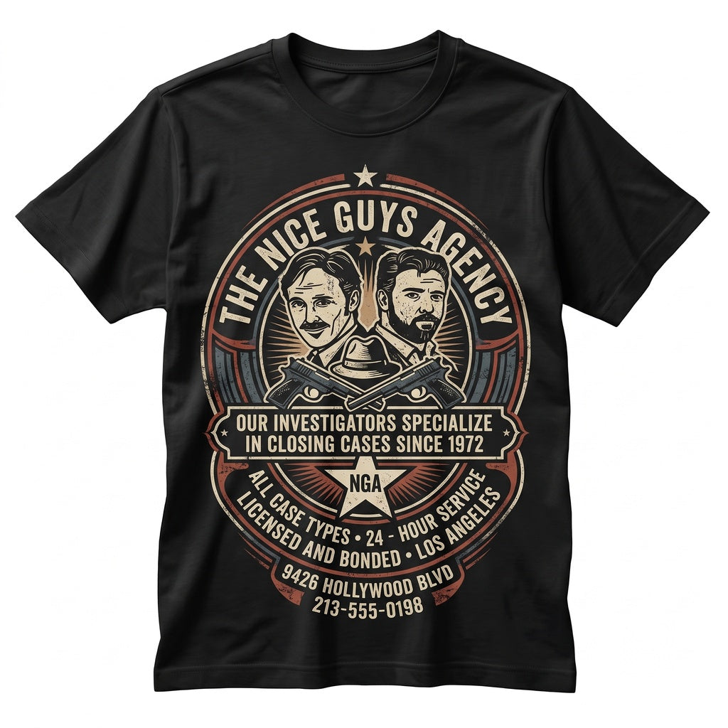 The Nice Guys Detective Agency Retro 1970s Comedy Movie Graphic Unisex TShirt