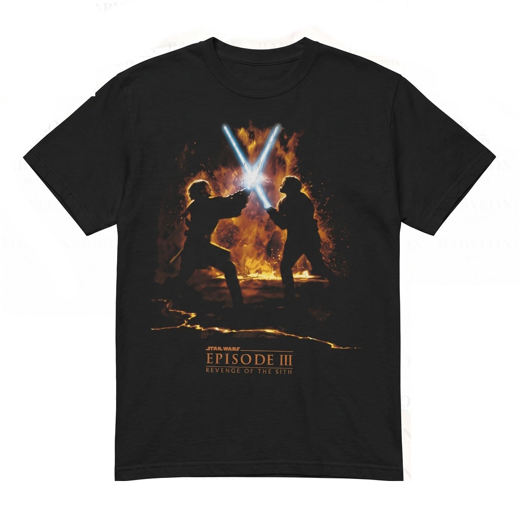 Vintage Retro Anakin Skywalker Obi-Wan Kenobi Mustafar Jedi Duel Graphic Unisex TShirt