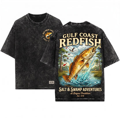 Vintage 90s Retro Redfish Drum Saltwater Angler Graphic Nature Aesthetic Gift Unisex Wash T-Shirt